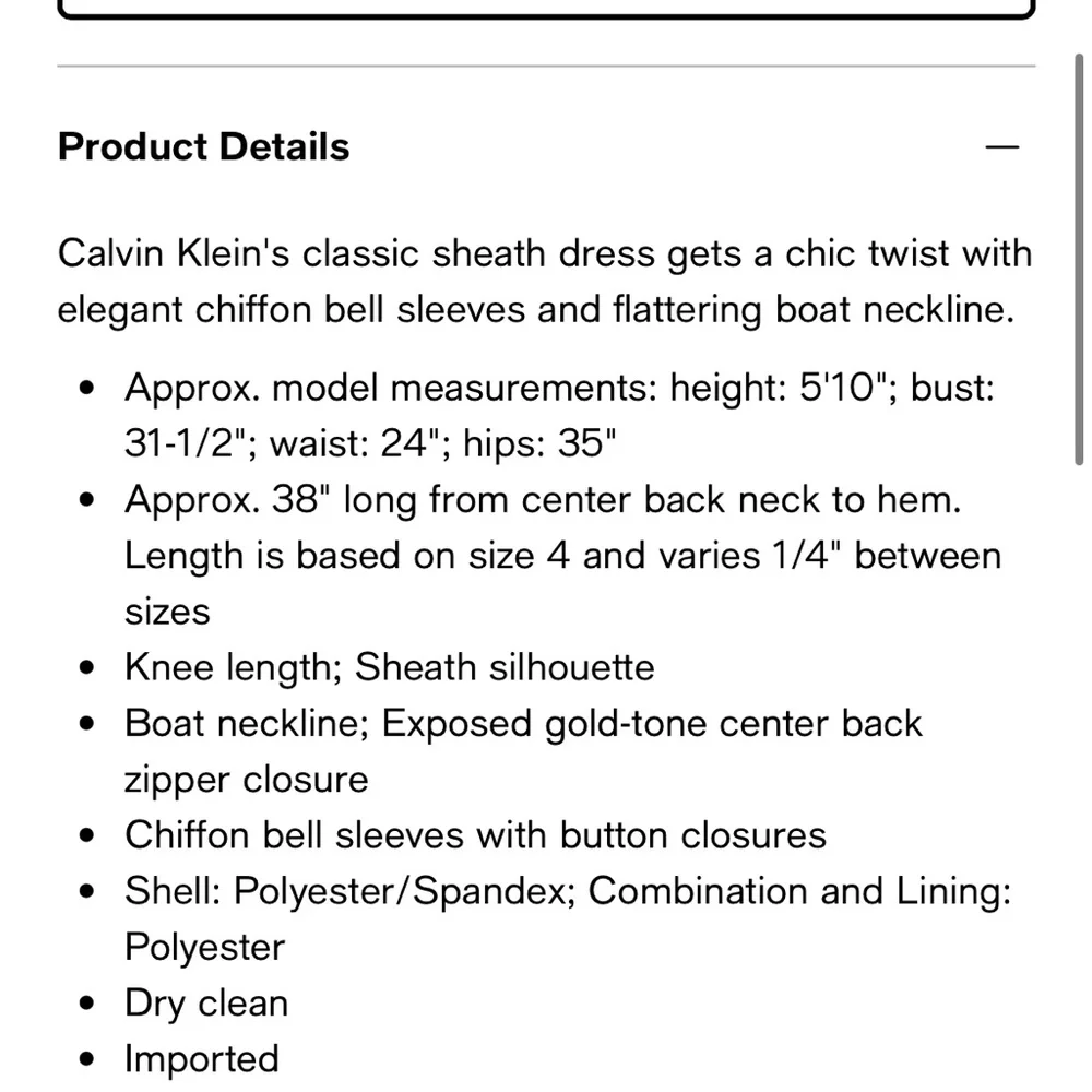 NWT Calvin Klein Chiffon Bell Sleeve Dress - Picture 12 of 12